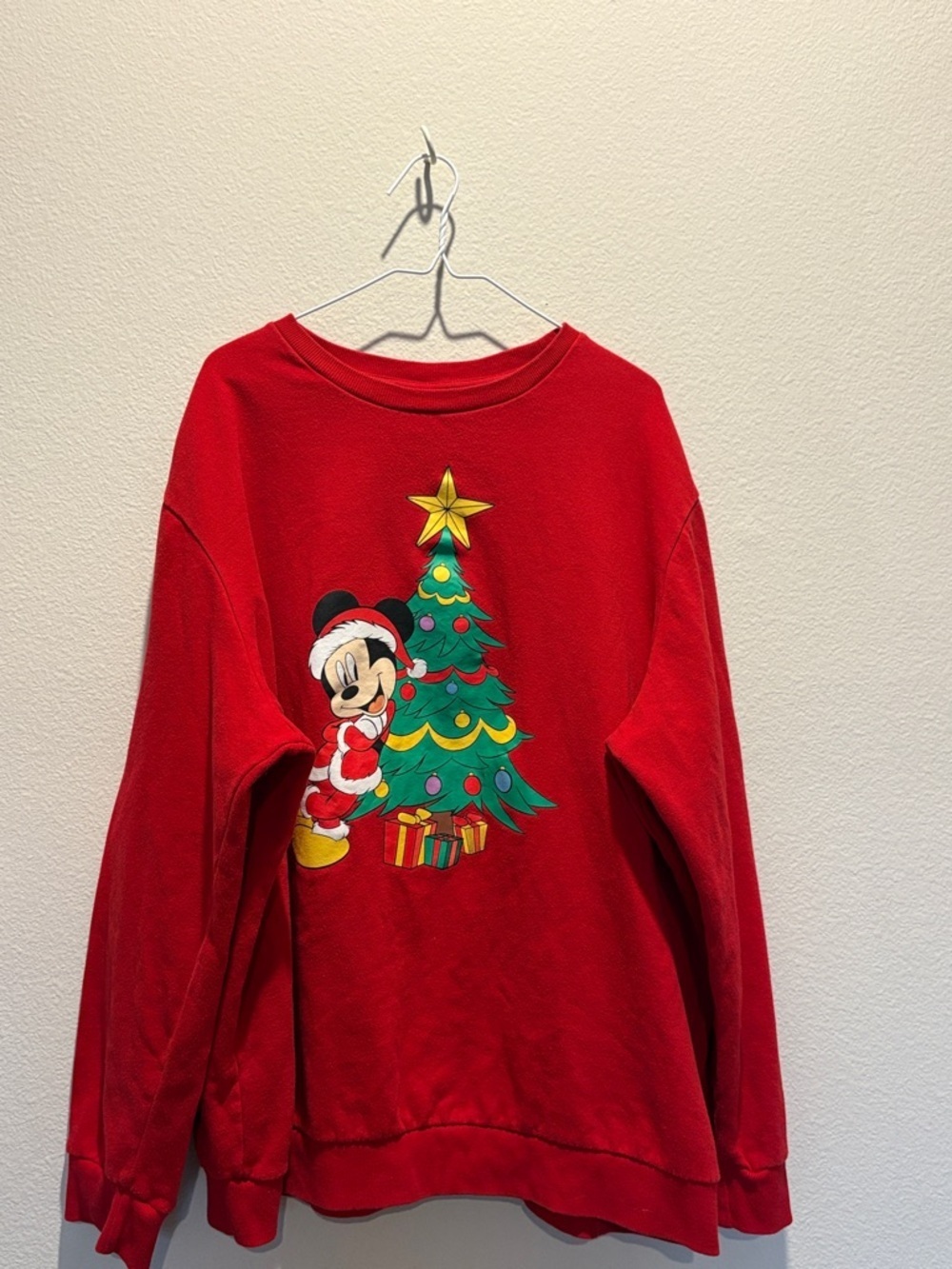 Disney Red Mickey Mouse Holiday Sweatshirt